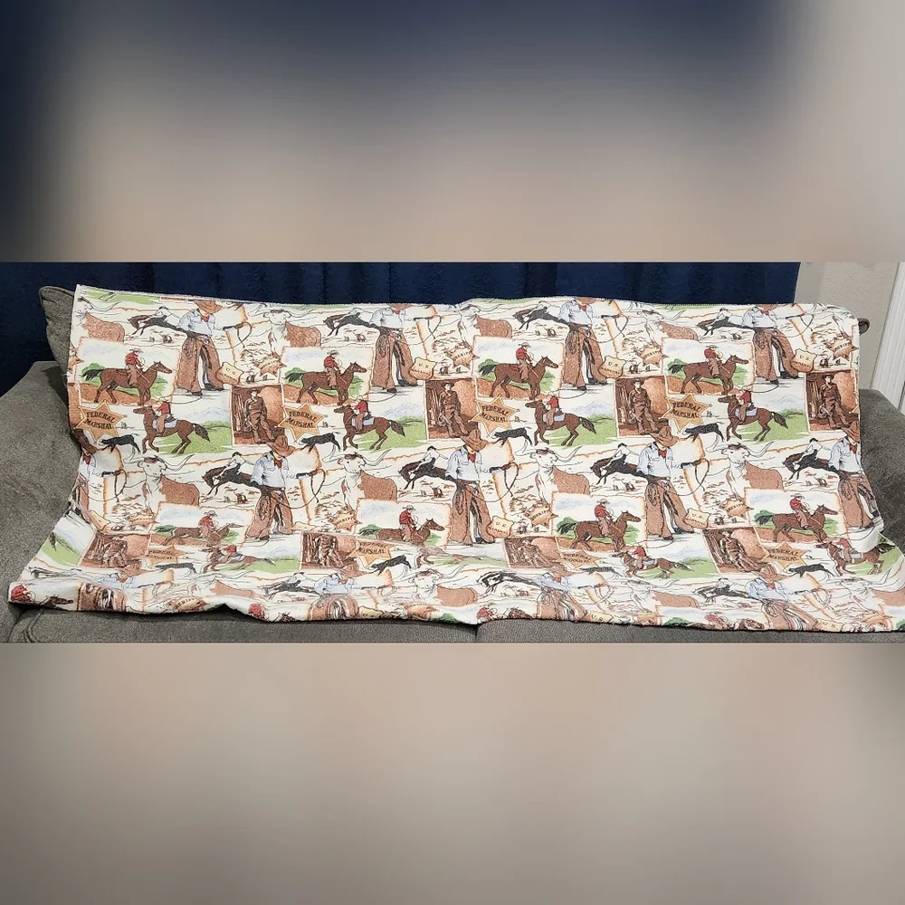 Vintage Federal Marshall Wild West fleece blanket 78in. L x 73in. W
